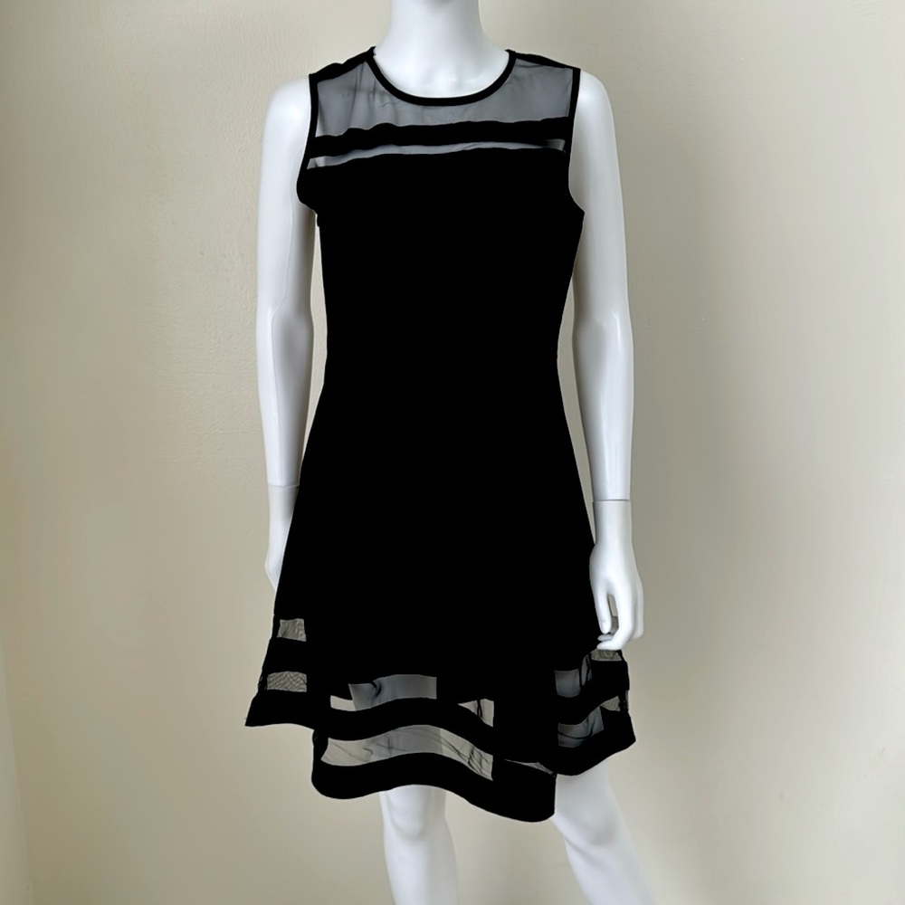 Face 2 Face Women's A-Line Black Sheer Cocktail Dress